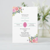 Elegante Roos Flower gepersonaliseerde bruiloft Kaart (Staand voorkant)