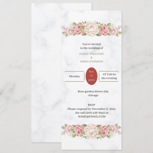 Elegante Roos Flower gepersonaliseerde bruiloft Kaart