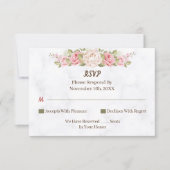 Elegante Roos Flower Gepersonaliseerde bruiloft RS RSVP Kaartje (Voorkant)