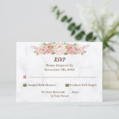 Elegante Roos Flower Gepersonaliseerde bruiloft RS RSVP Kaartje (Staand voorkant)