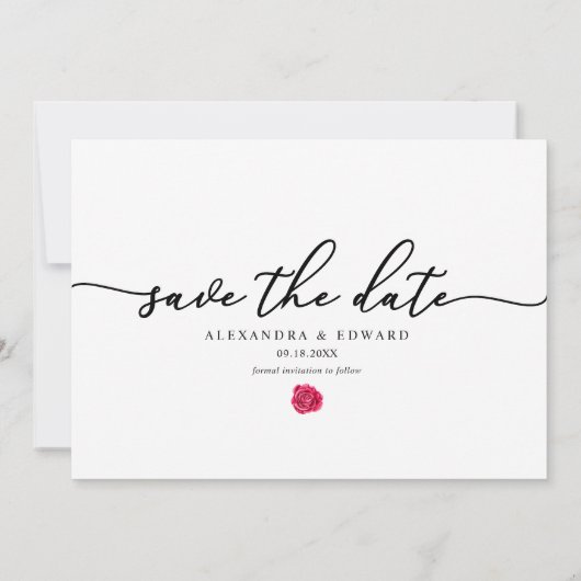 Elegante Roos foto Sla de datum op Kaart (Achterkant)