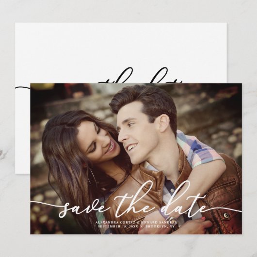 Elegante Roos foto Sla de datum op Kaart (Voorkant / Achterkant)