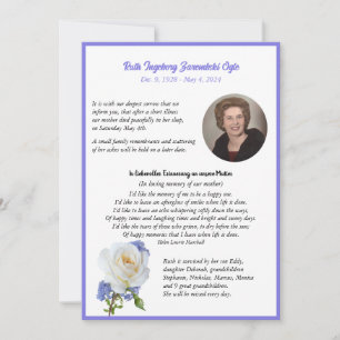 Elegante Roos Fotolijst Dood  Aankondiging