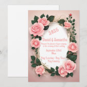 Elegante roos frame sjabloon trouw uitnodiging (Voorkant / Achterkant)