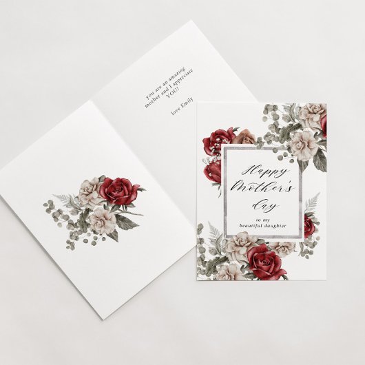 elegante roos gelukkig moederdag kaart