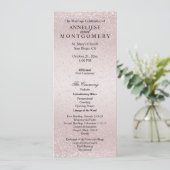 Elegante Roos Glitter -  Programma Programmakaart (Staand voorkant)
