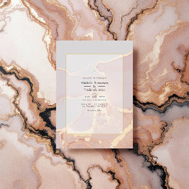 Elegante Roos Gold en Blush Alcohol Ink Wedding Kaart