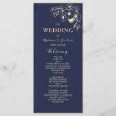 Elegante Roos Gold en Navy Blue huwelijksceremonie Programmakaart (Voorkant)