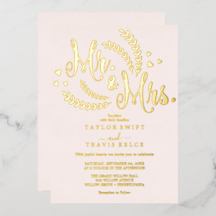 Elegante Roos Gold Foil Blush Wedding Folie Uitnodiging