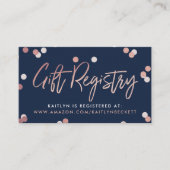 Elegante Roos Gold Folie Gift Registry Wedding Informatiekaartje (Voorkant)