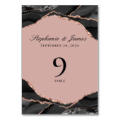 Elegante Roos Gold Folie Zwart Wit Agaat Wedding Kaart (Achterkant)