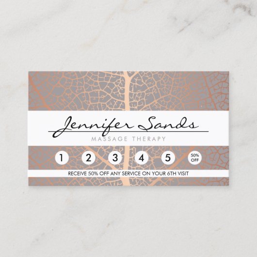 Elegante Roos Gold Leaf Tree Pattern Loyalty Kaart Visitekaartje (Voorkant)