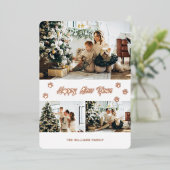 Elegante Roos Gold Paw Foto Gelukkig Nieuwjaar Folie Feestdagenkaart (Staand Voorkant)