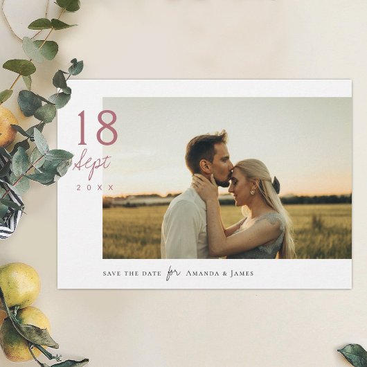 Elegante Roos Gold Photo Wedding Save the Date Kaart