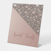 Elegante Roos Goud Vrijgezellenfeest Dessert Bar Reclamebord Met Voetstuk (Voorkant)