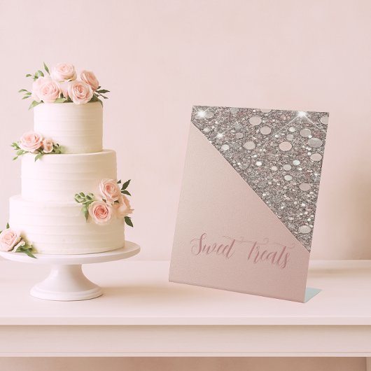 Elegante Roos Goud Vrijgezellenfeest Dessert Bar Reclamebord Met Voetstuk