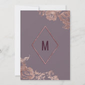 Elegante Roos Gouden Bloemen Paarse Mauve Avond Kaart (Achterkant)