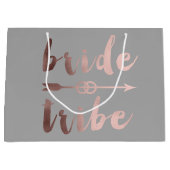 elegante roos gouden bruidribben bruiloft groot cadeauzakje (Voorkant)