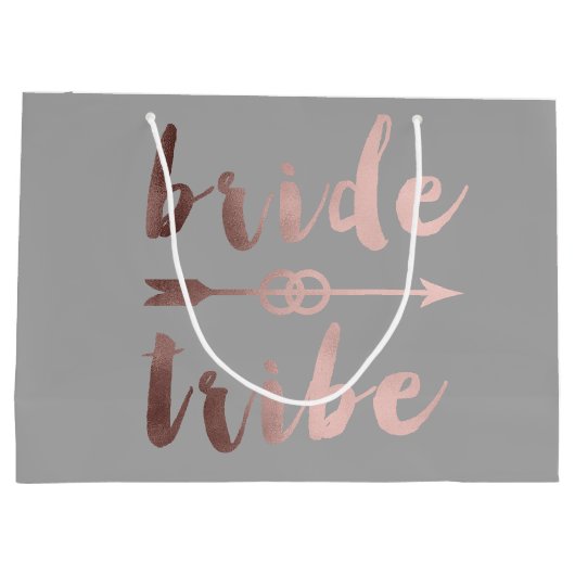 elegante roos gouden bruidribben bruiloft groot cadeauzakje (Achterkant)