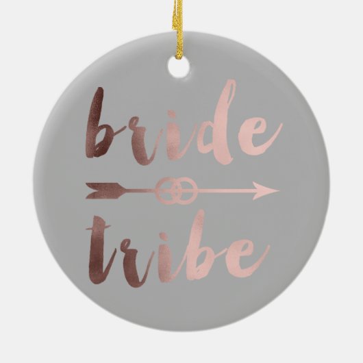 elegante roos gouden bruidribben bruiloft keramisch ornament (Achterkant)