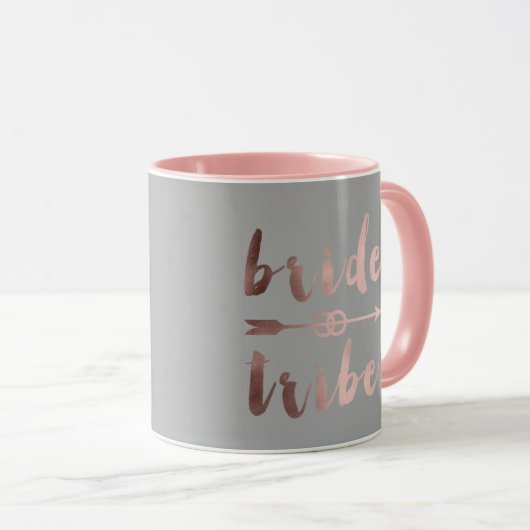 elegante roos gouden bruidribben bruiloft mok (Voorkant rechts)