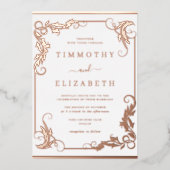 Elegante  Roos gouden bruiloft Folie Uitnodiging (Voorkant)