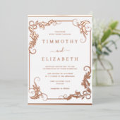 Elegante  Roos gouden bruiloft Folie Uitnodiging (Staand Voorkant)