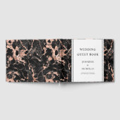 Elegante Roos gouden en zwarte marmeren bruiloft Gastenboek (Volledig)