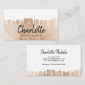 Elegante roos gouden folie druppels naam script ma visitekaartje (Voorkant / Achterkant)