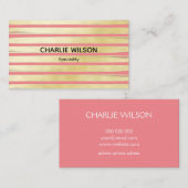 Elegante roos gouden folie gestreepte professional visitekaartje (Voorkant / Achterkant)