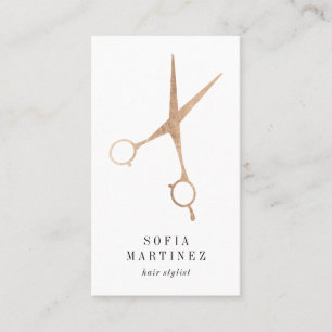 Elegante roos gouden folie haarstylist schaar logo visitekaartje