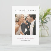 Elegante Roos gouden foto Dank u bruiloft Kaart (Staand voorkant)