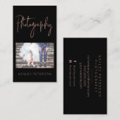 Elegante roos gouden fotografie Minimale typografi Visitekaartje (Voorkant / Achterkant)