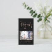 Elegante roos gouden fotografie Minimale typografi Visitekaartje (Staand voorkant)