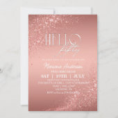 Elegante Roos Gouden Glitter 50e verjaardag Invita Kaart (Voorkant)