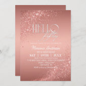 Elegante Roos Gouden Glitter 50e verjaardag Invita Kaart (Voorkant / Achterkant)