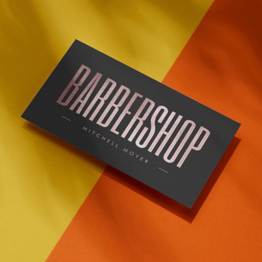 Elegante Roos Gouden Glitter Barbershop Visitekaartje