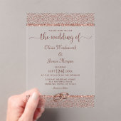 Elegante Roos Gouden Glitter Damask Wedding Acryl Uitnodigingen (Insitu (Draagbaar))