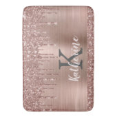 Elegante Roos Gouden Glitter Druppelende Roze Meta Badmat (Voorkant Verticaal)