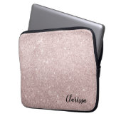 Elegante roos gouden glitter laptop sleeve (Voorkant Links)