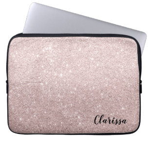 Elegante roos gouden glitter laptop sleeve