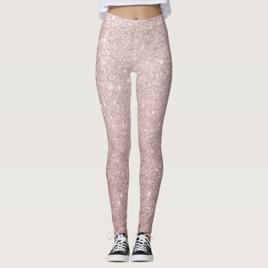 Elegante roos gouden glitter leggings (Voorkant)