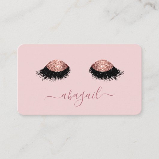 Elegante Roos Gouden Glitter Wimpers Make-up Artis Visitekaartje (Voorkant)