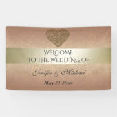 Elegante roos gouden gouden abstract hart bruiloft spandoek (Horizontaal)