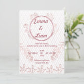 Elegante Roos gouden huwelijksuitnodiging - minima Kaart (Staand voorkant)