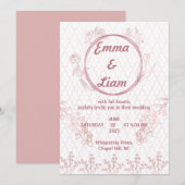 Elegante Roos gouden huwelijksuitnodiging - minima Kaart (Voorkant / Achterkant)