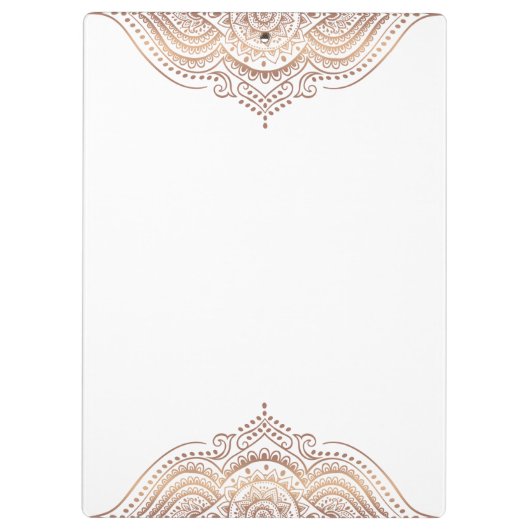Elegante roos-gouden mandala aangepaste tekst klembord (Achterkant)