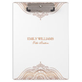 Elegante roos-gouden mandala aangepaste tekst klembord (Voorkant)