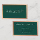 Elegante roos gouden metallic bos groen minimalist visitekaartje (Voorkant / Achterkant)