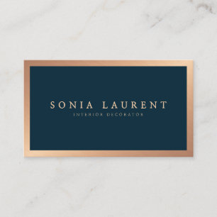 Elegante roos gouden metallic marineblauw minimali visitekaartje